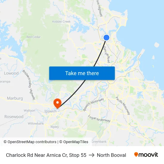 Charlock Rd Near Arnica Cr, Stop 55 to North Booval map