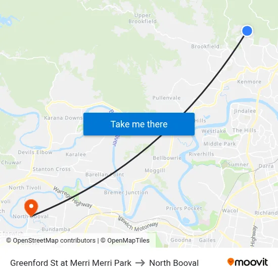 Greenford St at Merri Merri Park to North Booval map