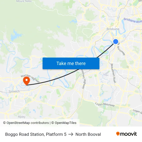 Boggo Road Station, Platform 5 to North Booval map