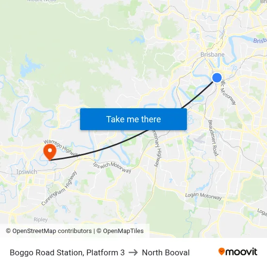 Boggo Road Station, Platform 3 to North Booval map
