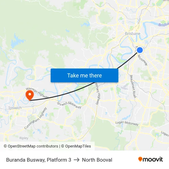 Buranda Busway, Platform 3 to North Booval map