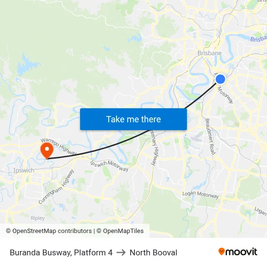 Buranda Busway, Platform 4 to North Booval map