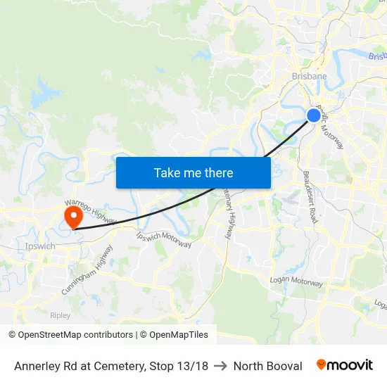 Annerley Rd at Cemetery, Stop 13/18 to North Booval map