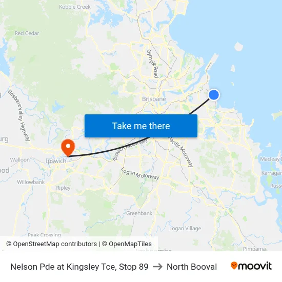 Nelson Pde at Kingsley Tce, Stop 89 to North Booval map