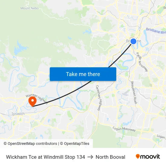 Wickham Tce at Windmill Stop 134 to North Booval map