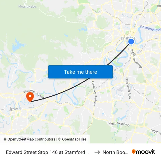 Edward Street Stop 146 at Stamford Plaza to North Booval map