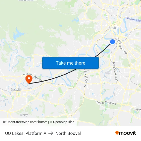 UQ Lakes, Platform A to North Booval map