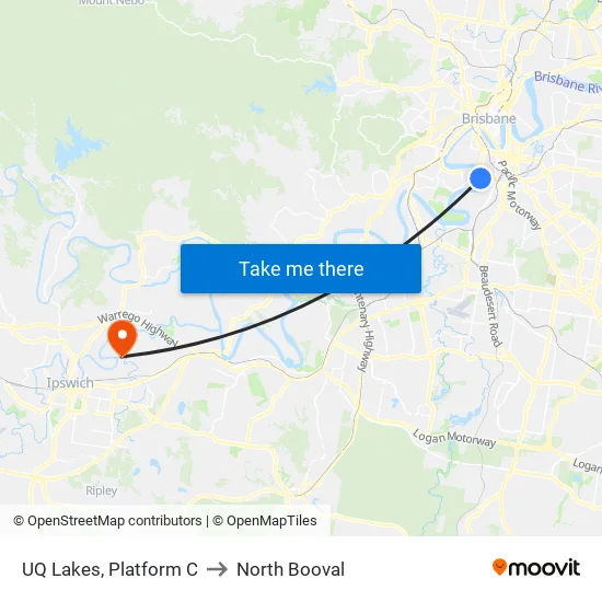 UQ Lakes, Platform C to North Booval map