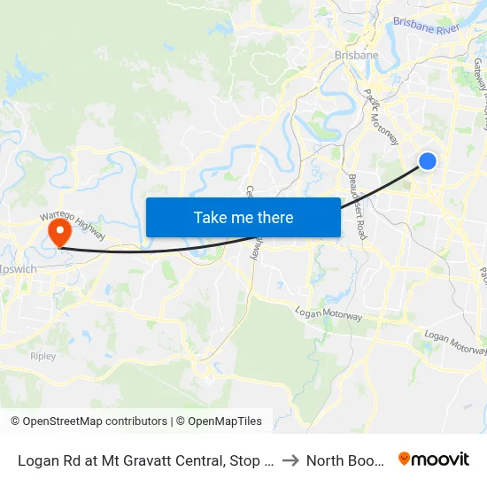 Logan Rd at Mt Gravatt Central, Stop 37 to North Booval map
