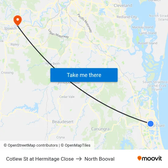 Cotlew St at Hermitage Close to North Booval map