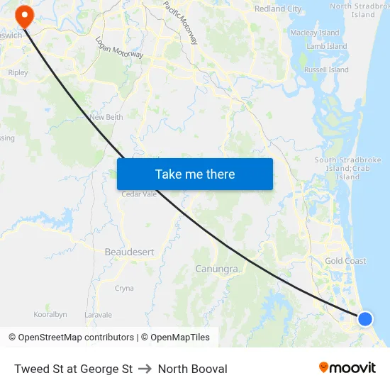 Tweed St at George St to North Booval map