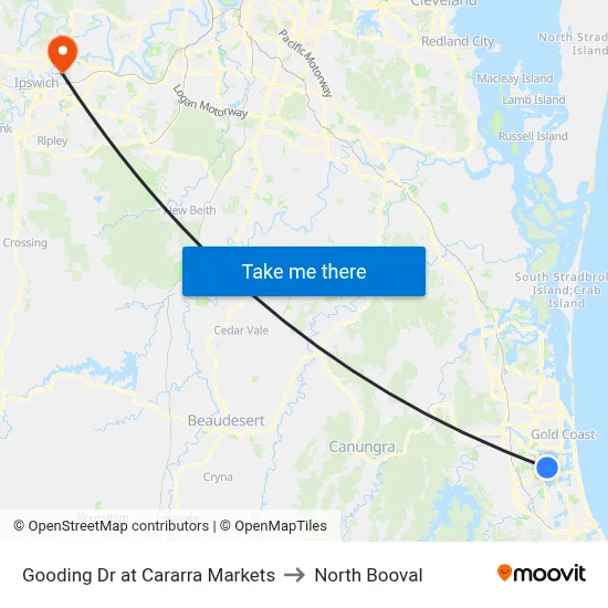 Gooding Dr at Cararra Markets to North Booval map
