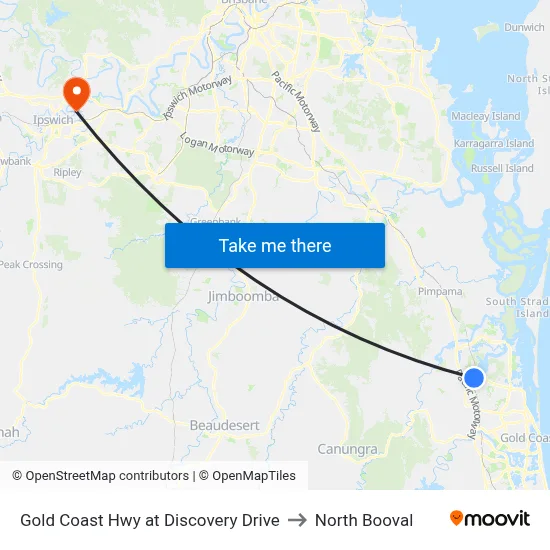 Gold Coast Hwy at Discovery Drive to North Booval map