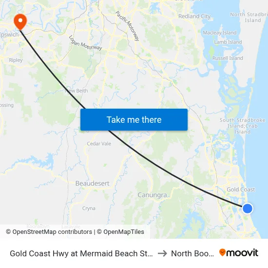 Gold Coast Hwy at Mermaid Beach Station to North Booval map