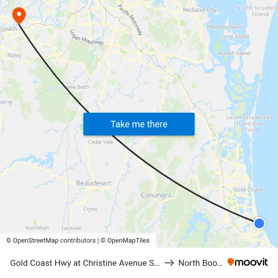 Gold Coast Hwy at Christine Avenue Station to North Booval map
