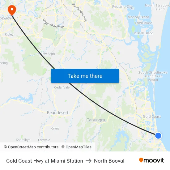Gold Coast Hwy at Miami Station to North Booval map