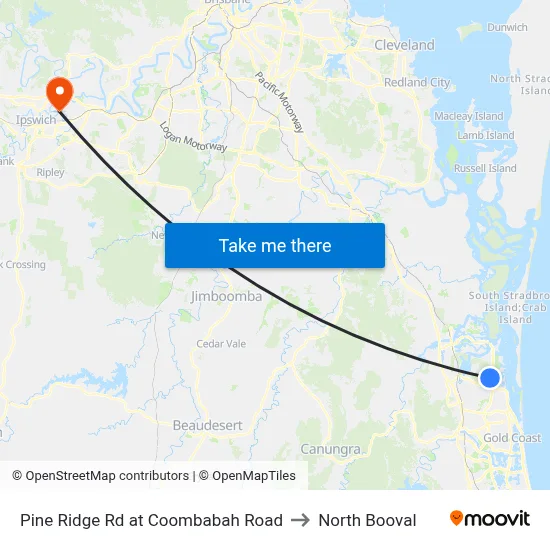 Pine Ridge Rd at Coombabah Road to North Booval map