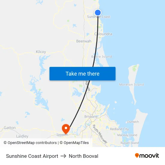 Sunshine Coast Airport to North Booval map