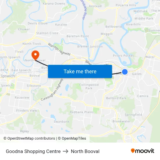 Goodna Shopping Centre to North Booval map