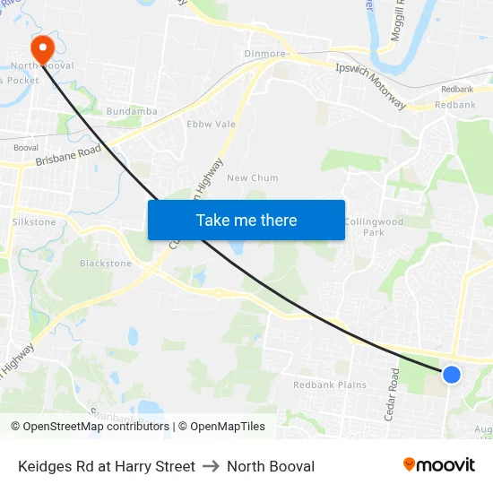 Keidges Rd at Harry Street to North Booval map