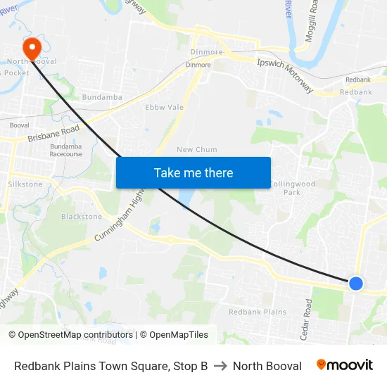 Redbank Plains Town Square, Stop B to North Booval map