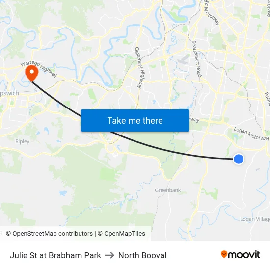 Julie St at Brabham Park to North Booval map