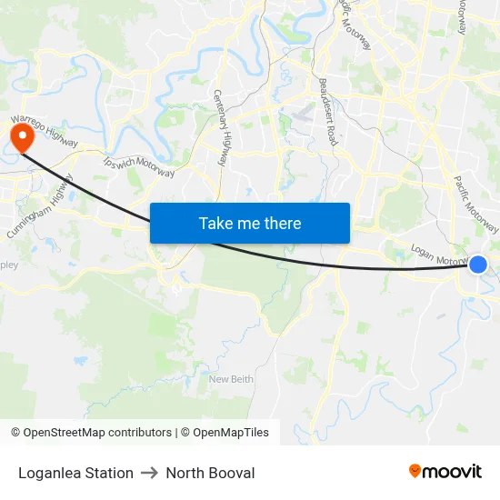 Loganlea Station to North Booval map