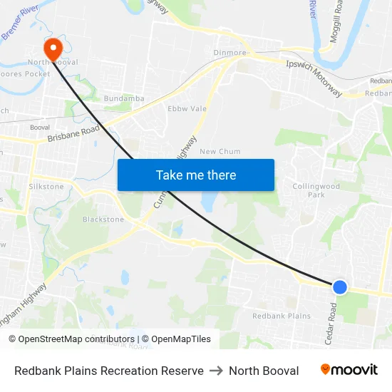 Redbank Plains Recreation Reserve to North Booval map