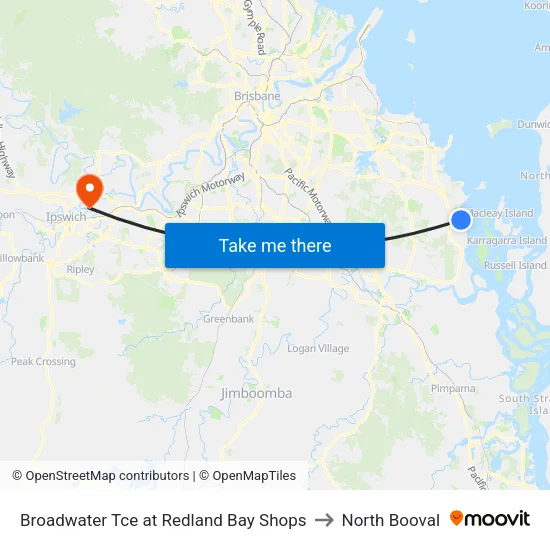 Broadwater Tce at Redland Bay Shops to North Booval map