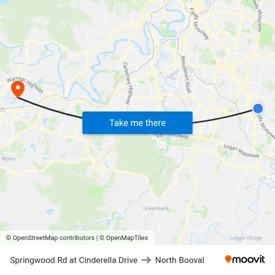 Springwood Rd at Cinderella Drive to North Booval map