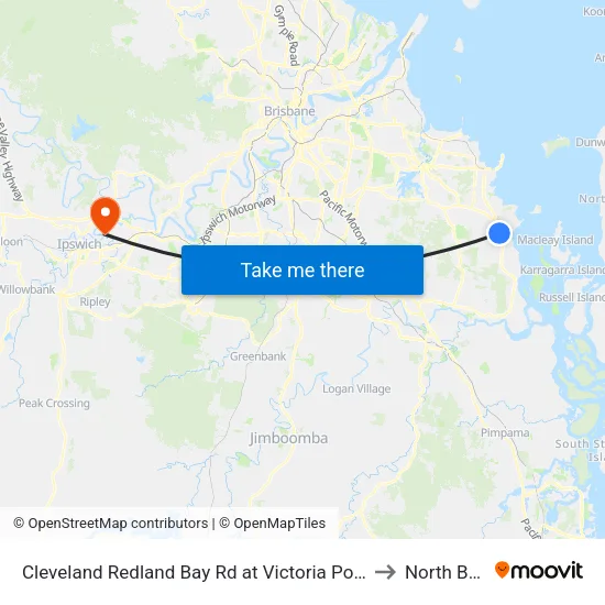 Cleveland Redland Bay Rd at Victoria Point High School to North Booval map