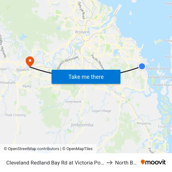Cleveland Redland Bay Rd at Victoria Point High School to North Booval map