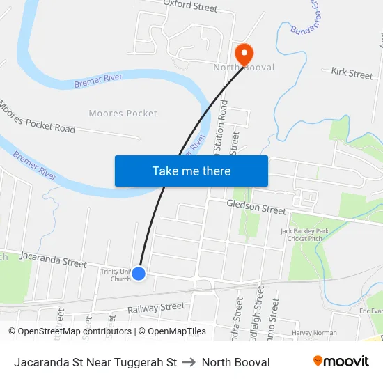 Jacaranda St Near Tuggerah St to North Booval map