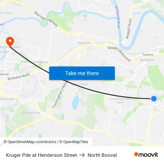 Kruger Pde at Henderson Street to North Booval map