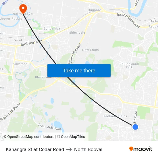 Kanangra St at Cedar Road to North Booval map