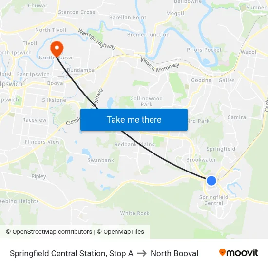 Springfield Central Station, Stop A to North Booval map
