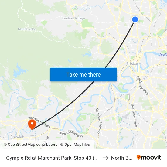 Gympie Rd at Marchant Park, Stop 40 (Temp Closure) to North Booval map