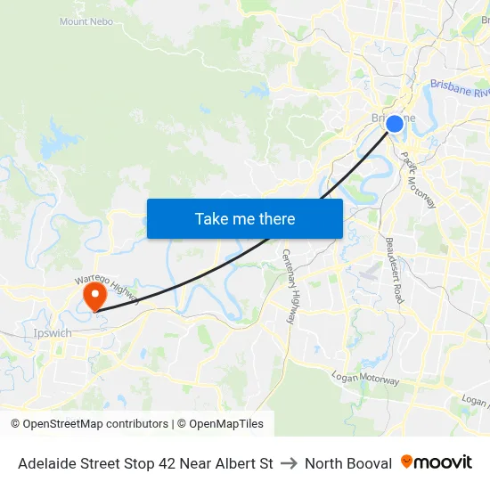 Adelaide Street Stop 42 Near Albert St to North Booval map