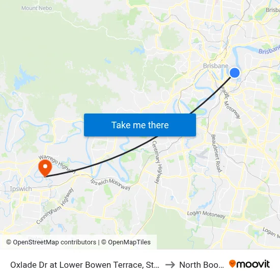 Oxlade Dr at Lower Bowen Terrace, Stop 19 to North Booval map
