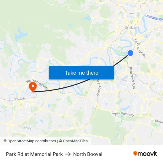 Park Rd at Memorial Park to North Booval map