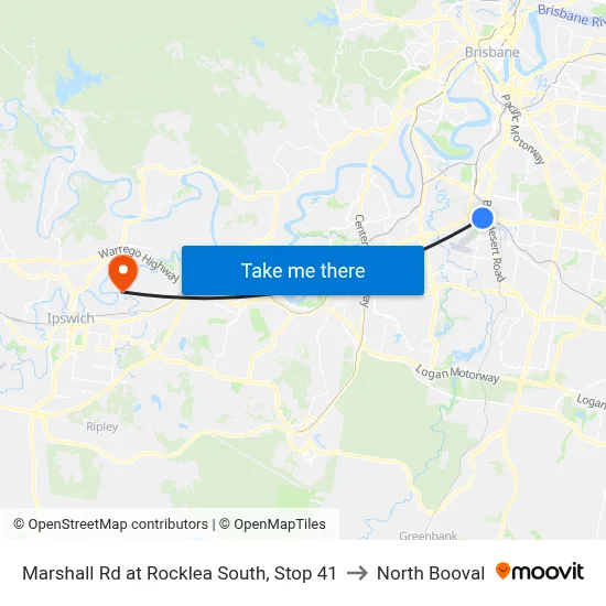Marshall Rd at Rocklea South, Stop 41 to North Booval map