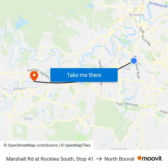 Marshall Rd at Rocklea South, Stop 41 to North Booval map