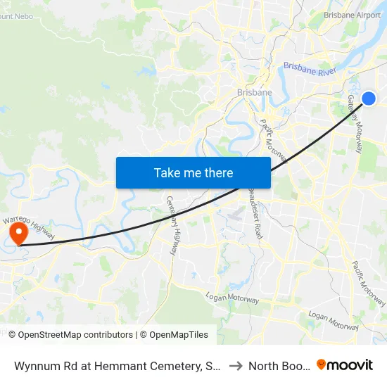 Wynnum Rd at Hemmant Cemetery, Stop 44 to North Booval map