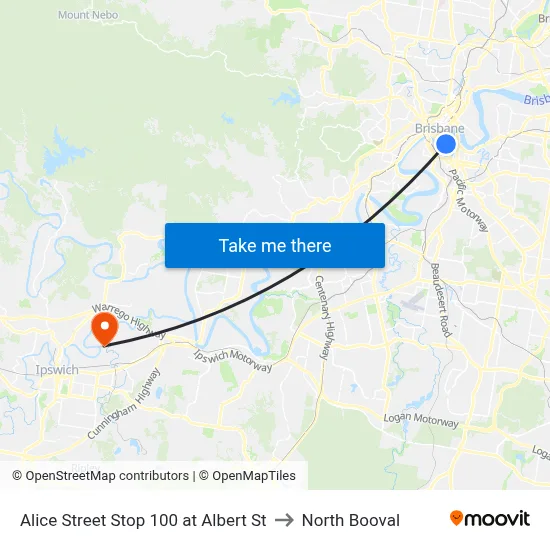 Alice Street Stop 100 at Albert St to North Booval map