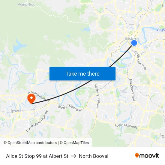 Alice St Stop 99 at Albert St to North Booval map
