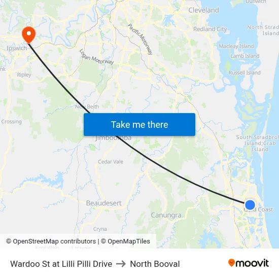 Wardoo St at Lilli Pilli Drive to North Booval map
