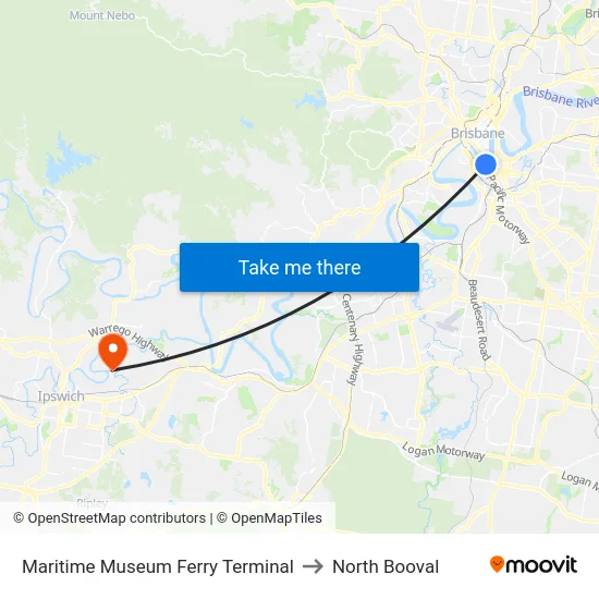 Maritime Museum Ferry Terminal to North Booval map