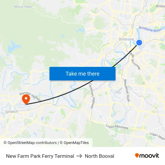 New Farm Park Ferry Terminal to North Booval map