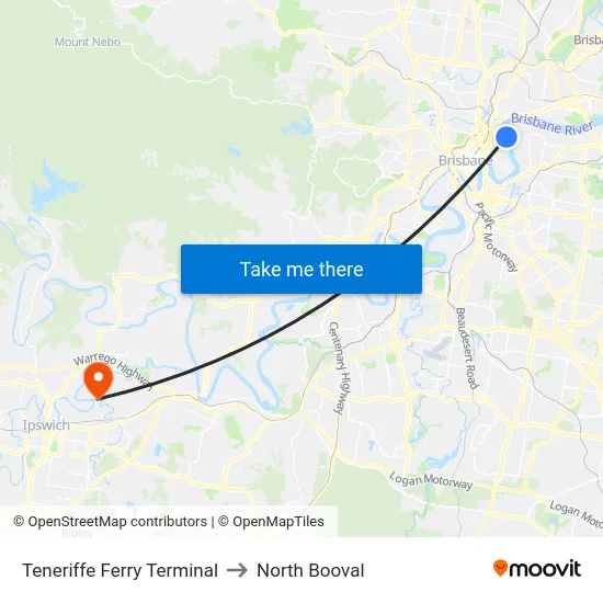 Teneriffe Ferry Terminal to North Booval map