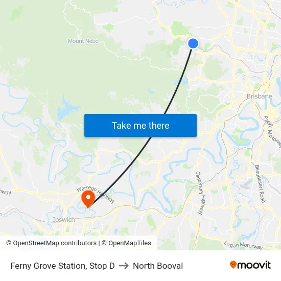 Ferny Grove Station, Stop D to North Booval map